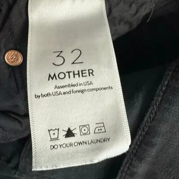 MOTHER Denim Insider Crop Step Fray Black Guilty Racer Jeans High Rise Sz 32 - Picture 14 of 16